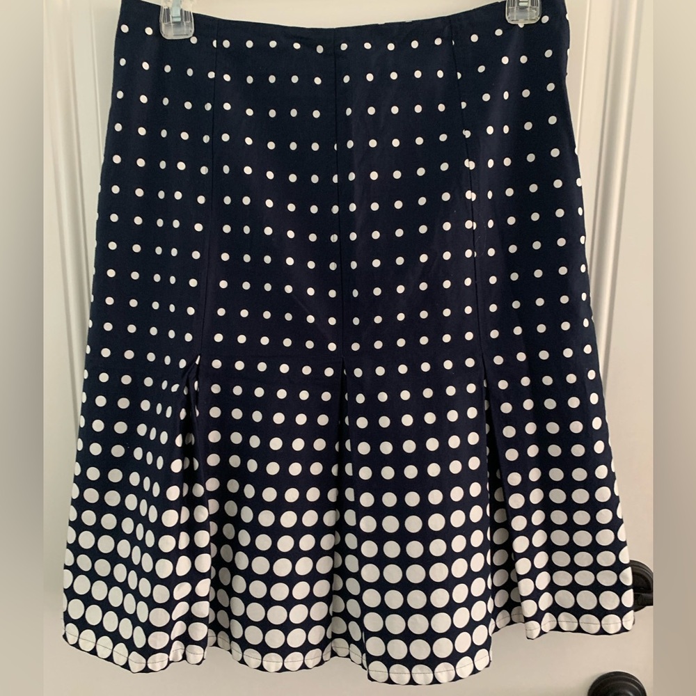 Jones New York Navy and White Polka Dot Skirt - Size 10